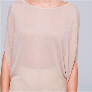 L White House Black Market pink shimmer dolman top